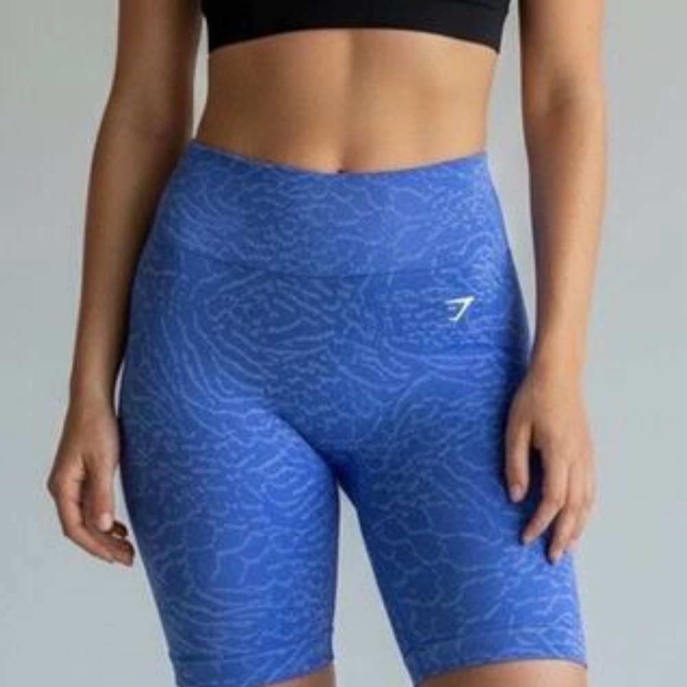 Gymshark Blue animal print Patterned High-Waist Bike Shorts scrunch butt